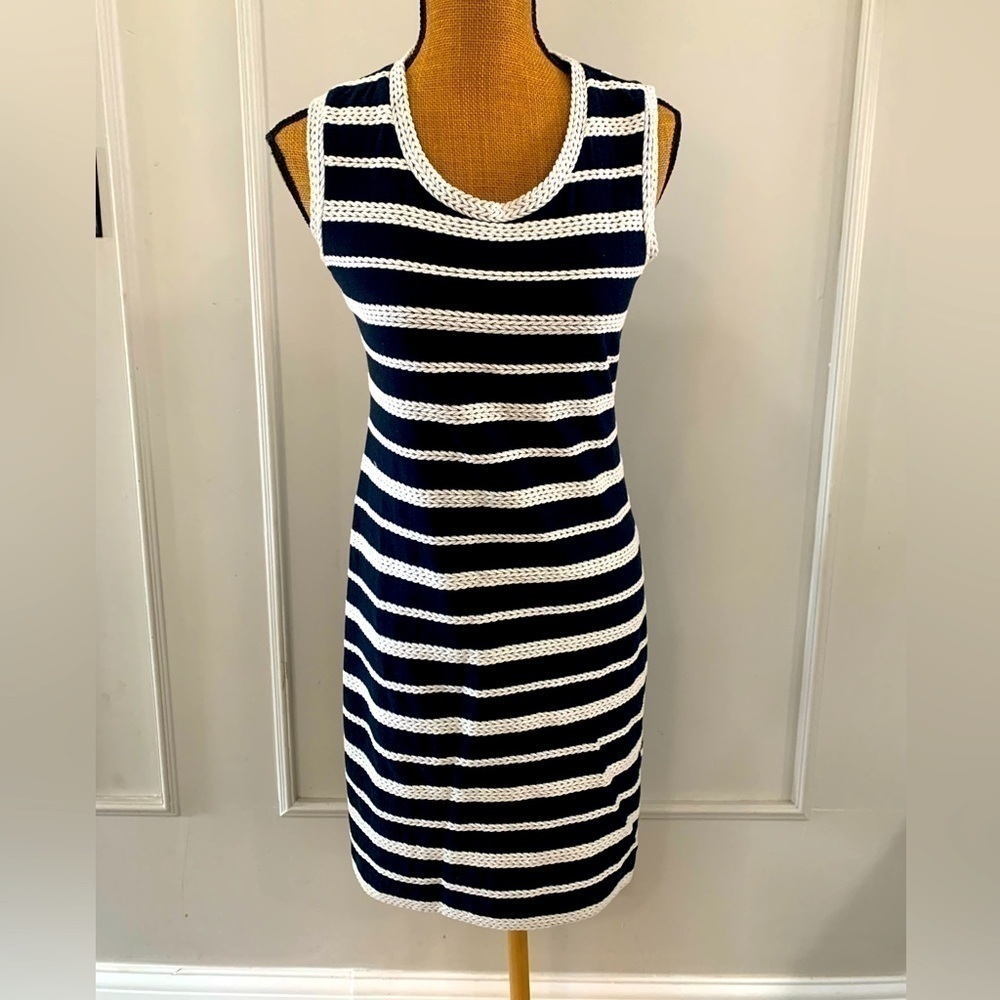 NWT Max Studio Navy and‎ Ivory Rope Dress